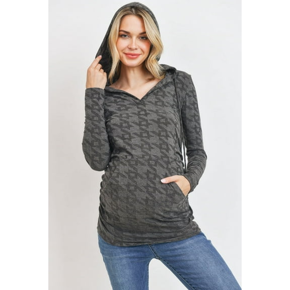Basic Maternity V-Neck Hoodie