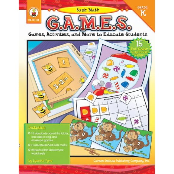 Pre-Owned Basic Math G.A.M.E.S., Grade K: Games, Activities, and More to Educate Students (Paperback) 1594414815 9781594414817