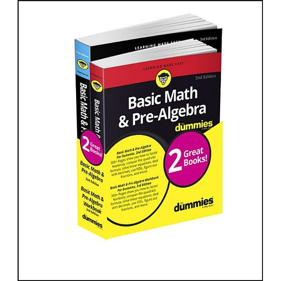 Basic Math & Pre-Algebra for Dummies Book + Workbook Bundle, (Paperback)