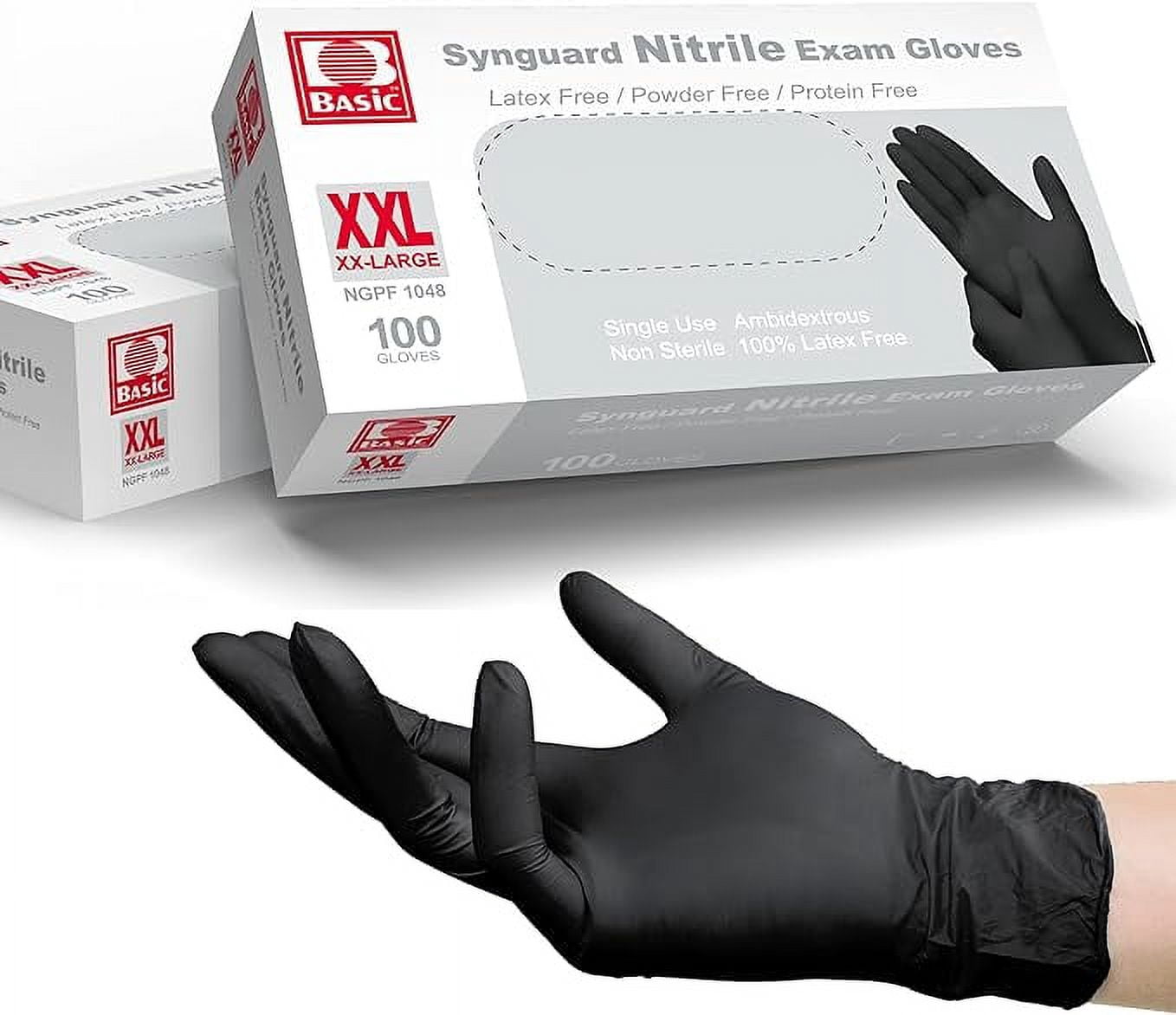 Basic Medical Black Nitrile Exam Gloves - Latex-Free & Powder-Free
