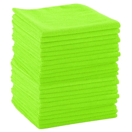 Basic Microfiber Cleaning Cloth - Microfiber Towel for House Cleaning, Kitchen or Automotive Use, Highly Absorbent 14" x 14" 24 Pack