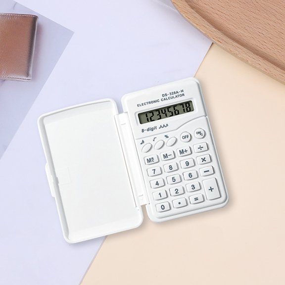 Basic Mini 4 Function Calculators,Calculator Small,Back to School First Day of School Supplies,Desk Calculator,White Solar Pocket Calculators for Students Home Office Middle