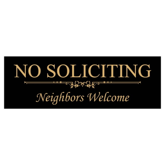Basic NO SOLICITING Neighbors Welcome Sign - Black / Gold Small