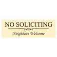 thumbnail image 1 of Basic NO SOLICITING Neighbors Welcome Sign - Ivory / Dark Brown Small, 1 of 5