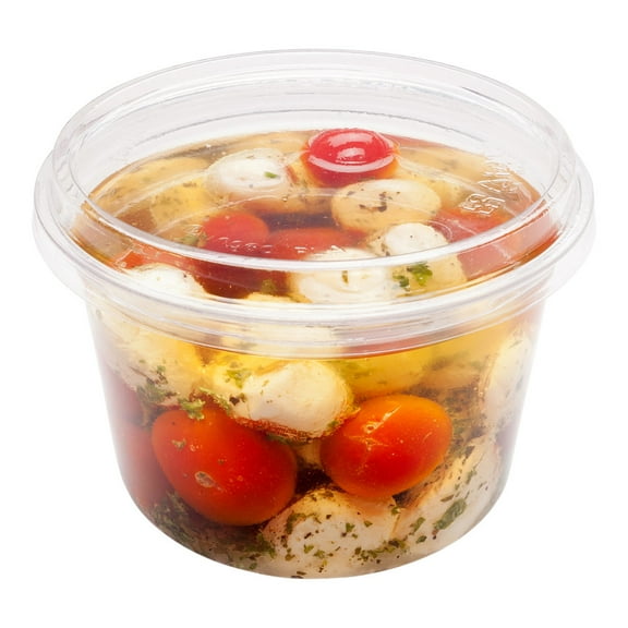 Basic Nature 16 oz Round Clear PLA Plastic To Go Deli Container - Compostable - 4 3/4" x 4 3/4" x 3" - 500 count box