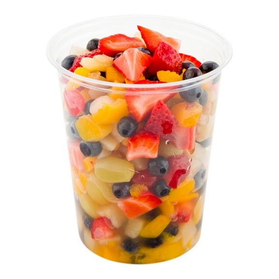 Basic Nature 32 oz Round Clear PLA Plastic To Go Deli Container - Compostable - 4 3/4" x 4 3/4" x 5 1/2" - 500 count box