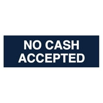 Basic No Cash Accepted Sign (Navy Blue / White) - Large