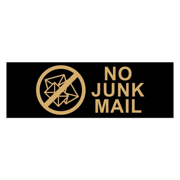 Basic No Junk Mail Sign (Black /Gold) - Small