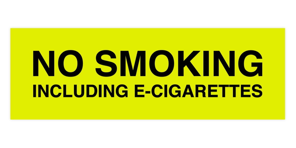 Basic No Smoking Including E-Cigarettes Sign (Yellow / Black) - Small