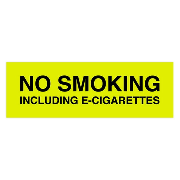 Basic No Smoking Including E-Cigarettes Sign (Yellow / Black) - Small