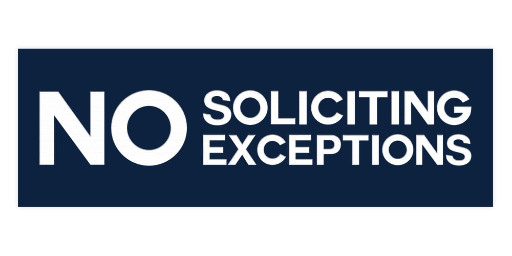 Basic No Soliciting No Exceptions Sign (Navy Blue / White) - Medium ...
