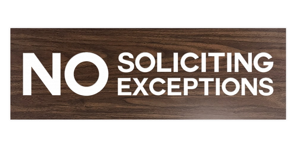 Basic No Soliciting No Exceptions Sign (Walnut) - Large - Walmart.com