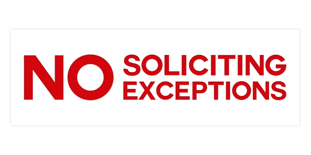Basic No Soliciting No Exceptions Sign (White/Red) - Small - Walmart.com
