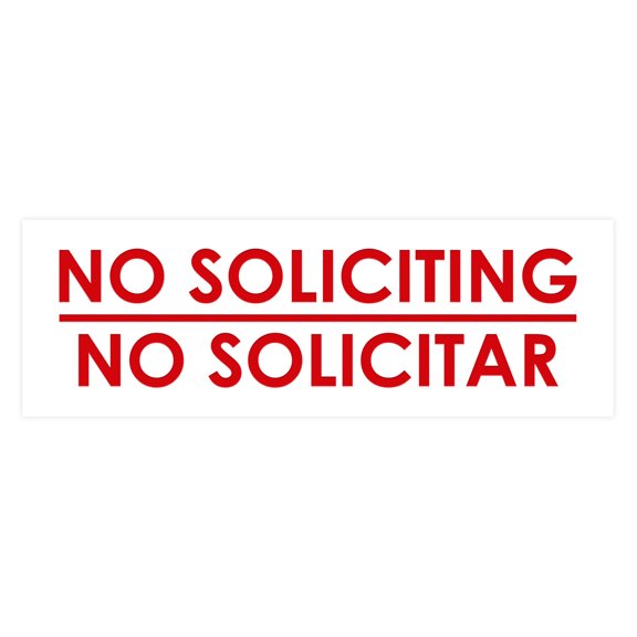 Basic No Soliciting No Solicitar Sign (White/Red) - Small