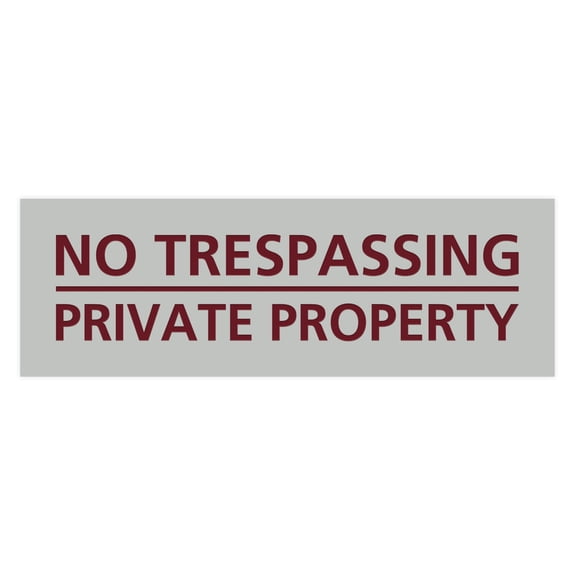 Basic No Trespassing Private Property Sign (Light Grey / Burgundy) - Medium