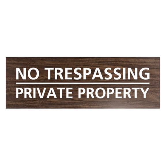 Basic No Trespassing Private Property Sign (Walnut) - Medium