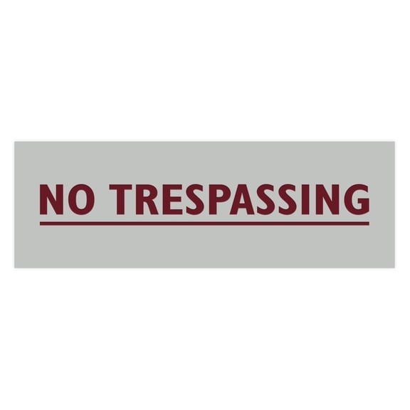 Basic No Trespassing Sign (Light Grey / Burgundy) - Small