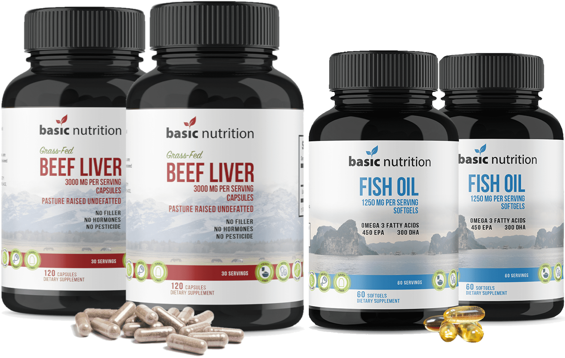Basic Nutrition Ancestral Vitamin Bundle 3000mg GrassFed Beef Liver