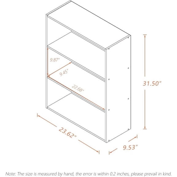 Basic Open Shelf Bookcase - 3-Tier Wooden Cube Storage Shelves Split Bookshelf, Oak