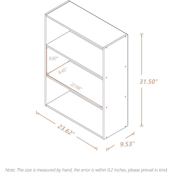 Basic Open Shelf Bookcase - 3-Tier Wooden Cube Storage Shelves Split Bookshelf, Oak