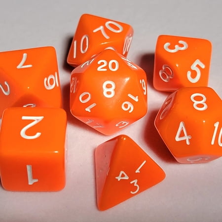 Basic Orange DnD Dice Set | Dungeons and Dragons | 7 Dice RPG Polyhedral Set d20