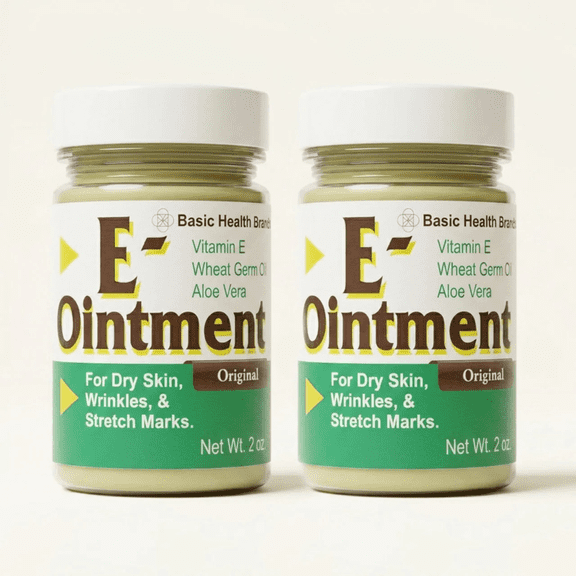 Basic Brands Vitamin E Ointment - Moisturizing, Reduces Scars, Stretch Marks, Fine Lines & Wrinkles - 2 Pack