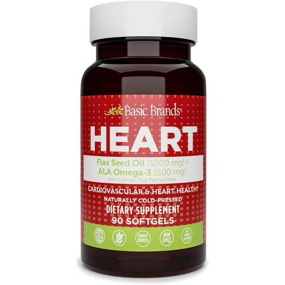 Basic Brands Flax Seed Oil Softgels, 90 Count