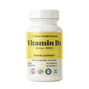 Basic Health Brands Happy Sunshine Vitamin D3 1000 IU, Dietary Supplement - 60 Softgels