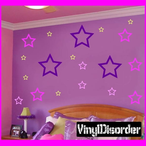 Basic Outlined Star Wall Decals Kit - 36 Inches
