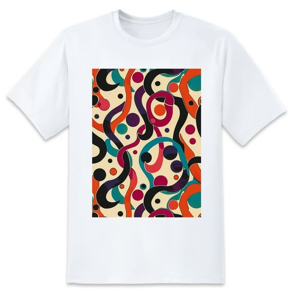 Basic Oversize Tees For WomenAbstract Loose Boyfriend Shirts Casual Blouse round neck