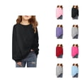 thumbnail image 1 of Basic Oversized Sweatshirts for Girls Long Sleeve Crewneck Cute Plain Sweatshirt Kids Girl Pullover Tops, 1 of 7