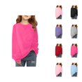 thumbnail image 1 of Basic Oversized Sweatshirts for Girls Long Sleeve Crewneck Cute Plain Sweatshirt Kids Girl Pullover Tops, 1 of 7