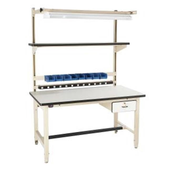 Basic Packaging Workbench - Solid Maple Work Surface, Light Gray Frame ...