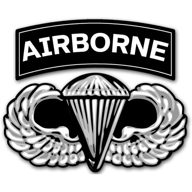 Basic Parachutist Jump Wings with Airborne Tab Stickers (Paratrooper