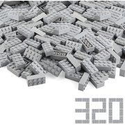 Basic Parts 320 Pieces 2x4 Light Gray Bricks Building Creative Play Blocks Set Toy Accessories Combine with Major Brick Brands