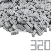 Basic Parts 320 Pieces 2x4 Light Gray Bricks Building Creative Play Blocks Set Toy Accessories Combine with Major Brick Brands