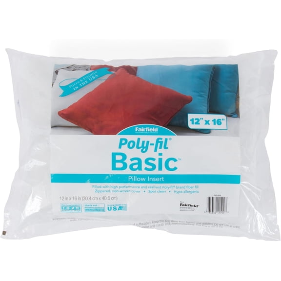 Basic Pillow Inserts, Ideal for Decorative Pillows, Travel Pillows, and Home Decor, Zippered, Non-Woven Cover, Spot Clean, Rectangle, 12" X 16", White