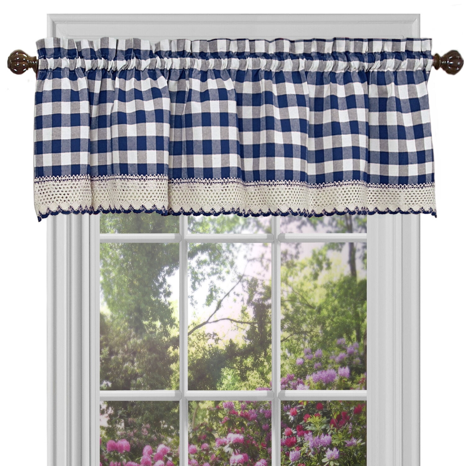 Walmart Basic Plaid Woven Checkered Country Farmhouse Window Valance ...