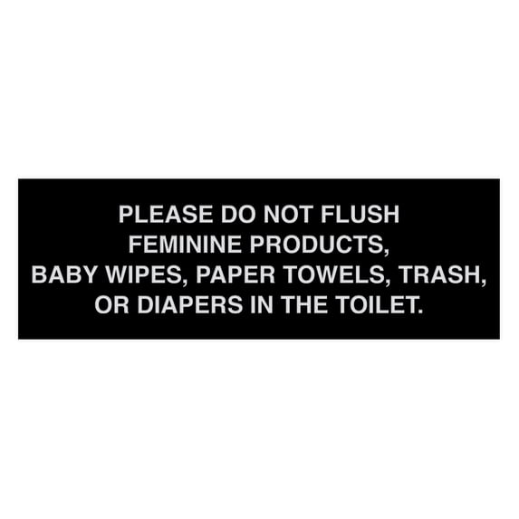 Basic Please Do Not Flush Etiquette Sign (Black / Silver) - Medium