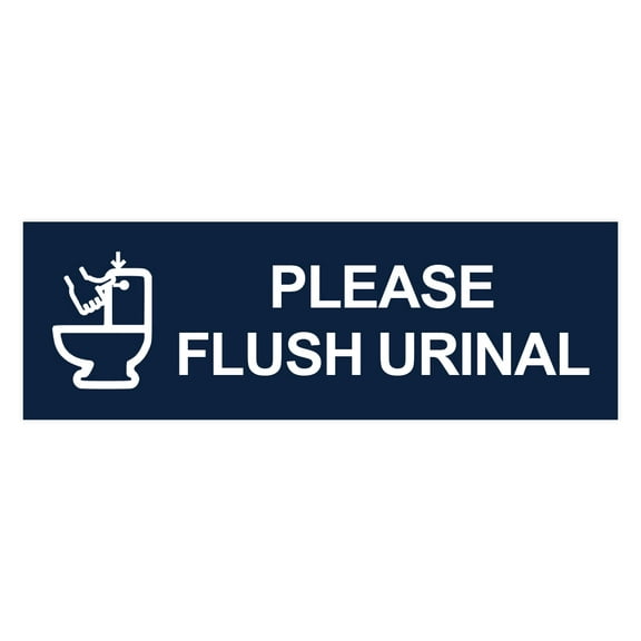 Basic Please Flush Urinal Sign (Navy Blue / White) - Large