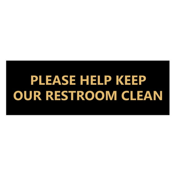 Basic Please Help Keep Our Restroom Clean Sign (Black /Gold) - Small
