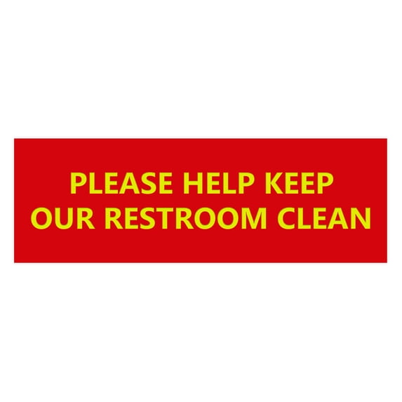 Basic Please Help Keep Our Restroom Clean Sign (Red/Yellow) - Medium