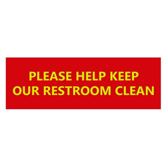 Basic Please Help Keep Our Restroom Clean Sign (Red/Yellow) - Small