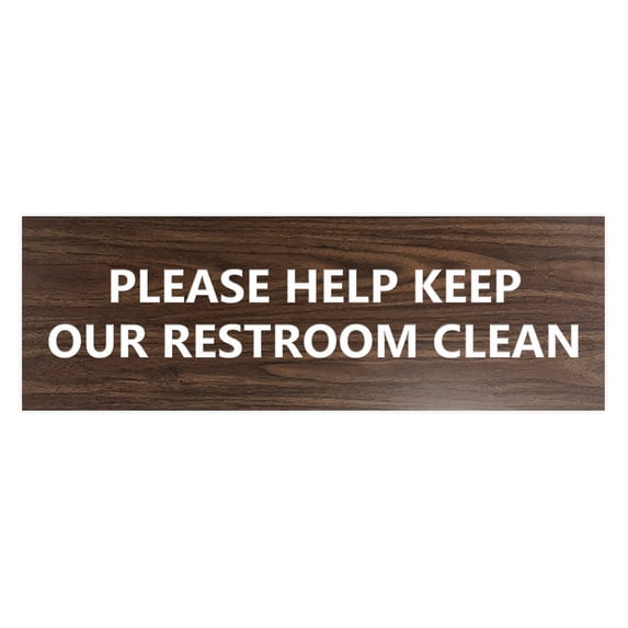 Basic Please Help Keep Our Restroom Clean Sign (Walnut) - Medium