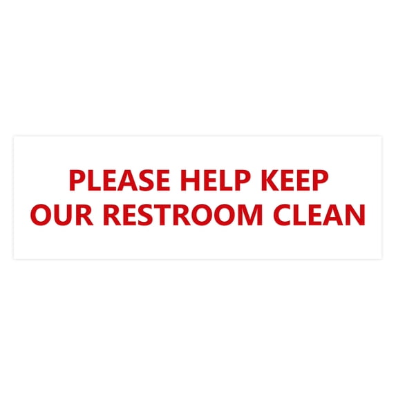 Basic Please Help Keep Our Restroom Clean Sign (White/Red) - Medium