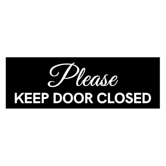 Basic Please Keep Door Closed Sign (Black) - Small