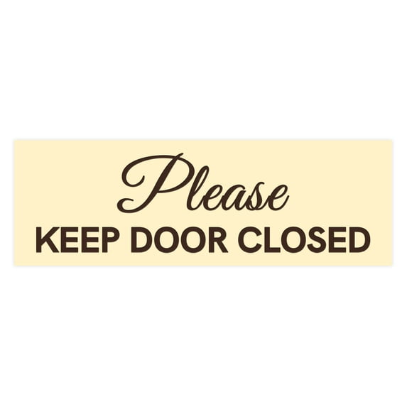 Basic Please Keep Door Closed Sign (Ivory/Dark Brown) - Large
