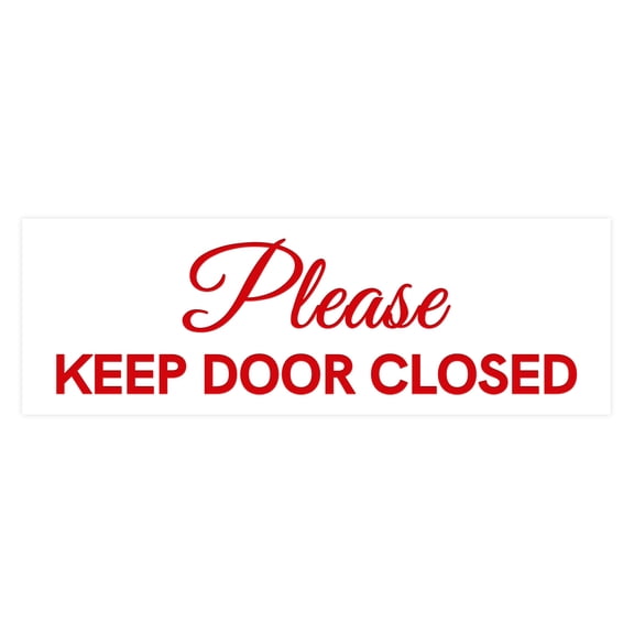 Basic Please Keep Door Closed Sign (White/Red) - Medium