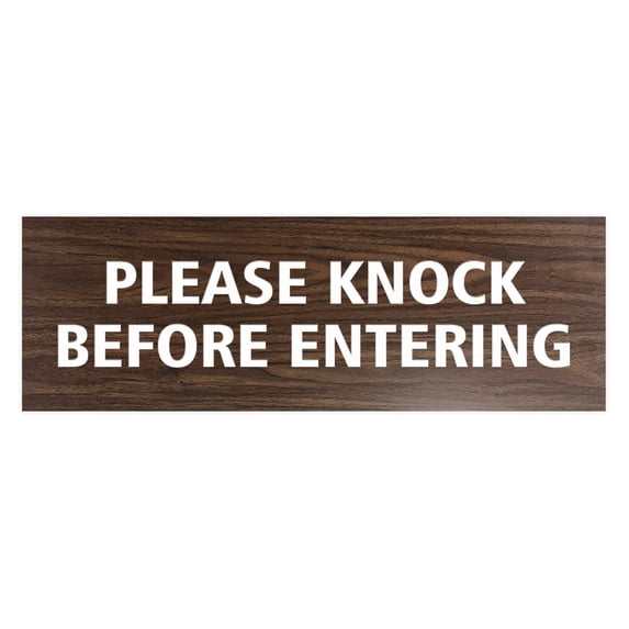 Basic Please Knock Before Entering (Walnut) - Small
