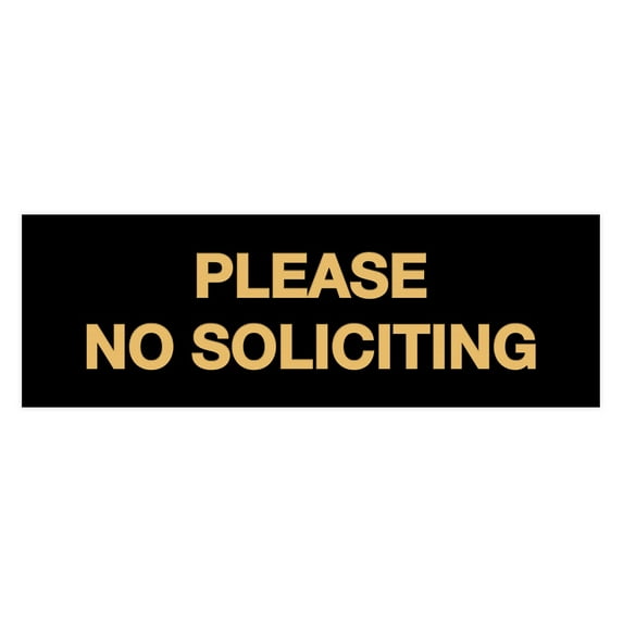 Basic Please No Soliciting Sign (Black Gold) - Large